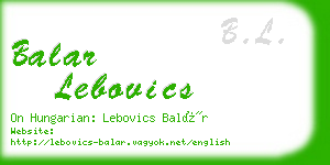 balar lebovics business card